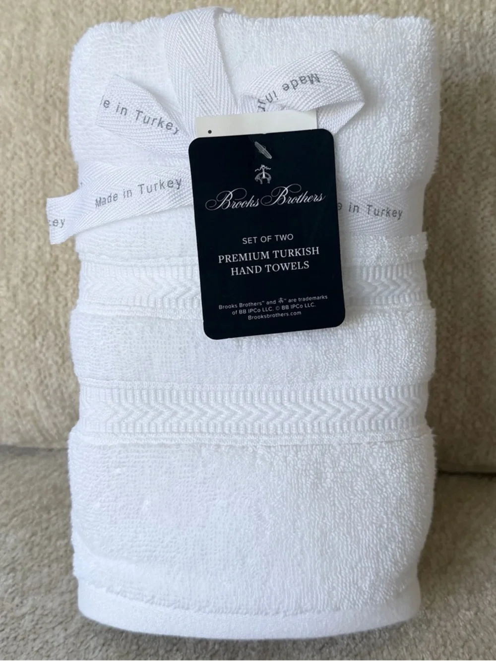 Brooks Brothers White Premium Turkish Hand Towels - Set of 2